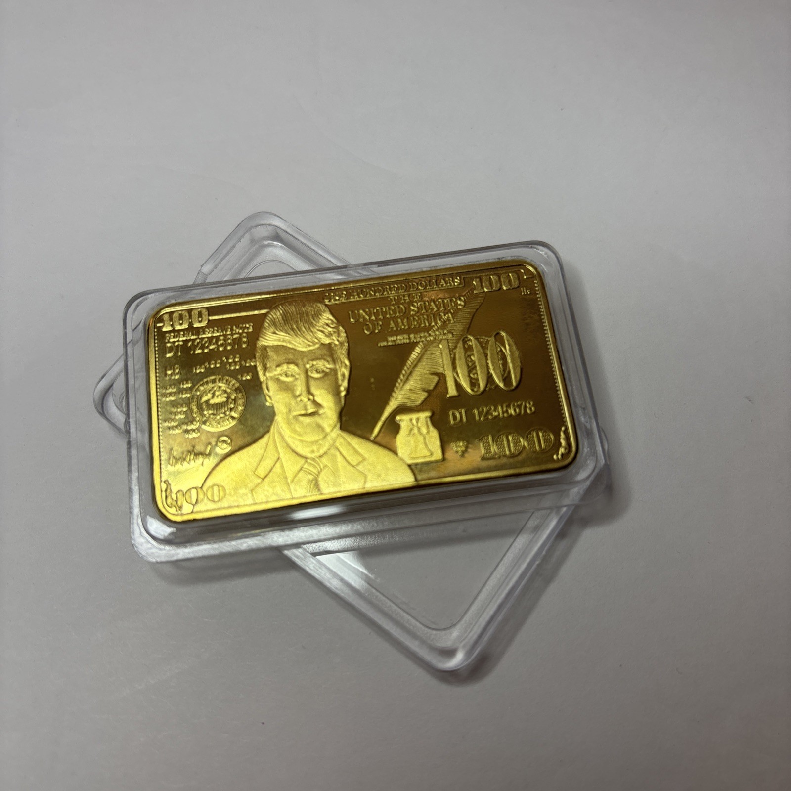 President Trump 24kt Gold Bullion $100 Dollar Bill Gold Plated Bar Bullion