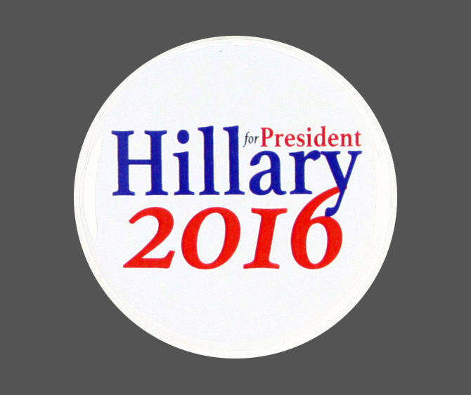2016 HILLARY for PRESIDENT 2.25″ PIN BACK CAMPAIGN BUTTON, clinton wht