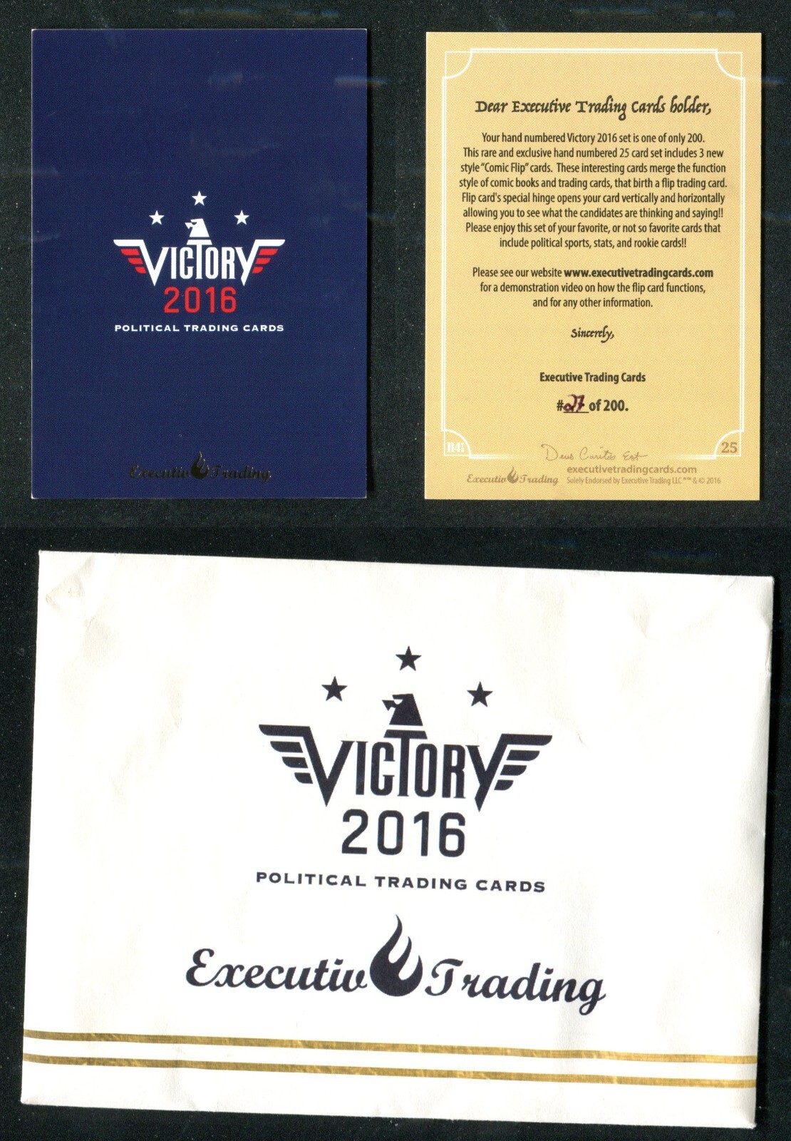 2016 Victory Political Executive Trading Cards Donald Trump Hilary Clinton /200