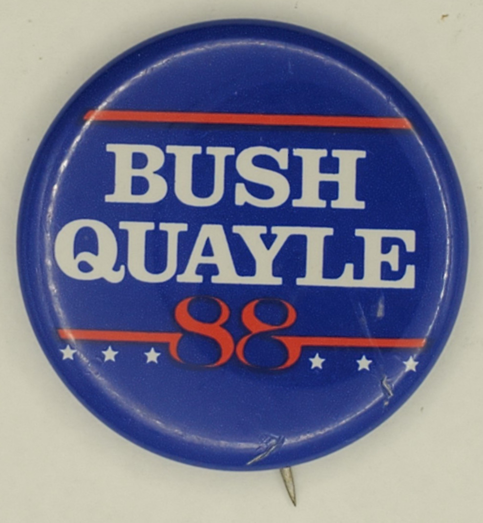 Vintage 1988 Bush Quayle Election Presidential Campaign Pinback Button
