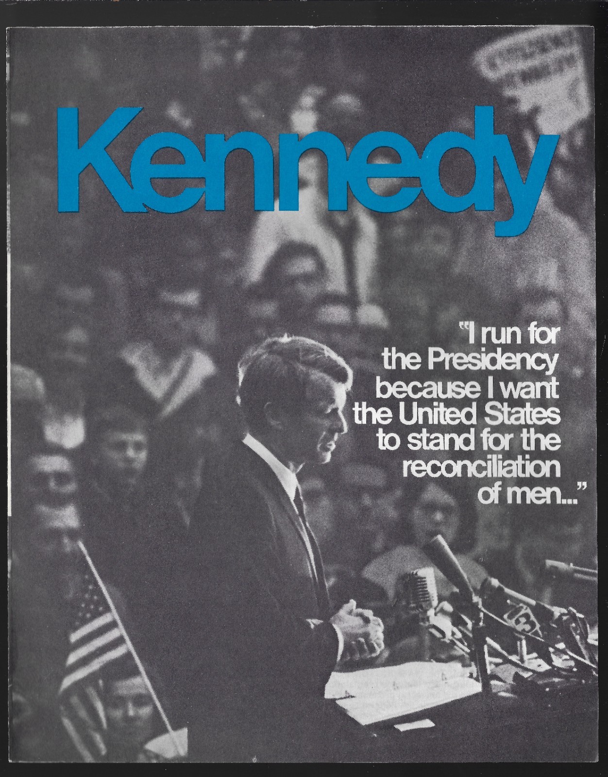 1968 Bobby Kennedy Natl Campaign HQ Prez Campaign 4-Fold Pamphlet Blue Printing