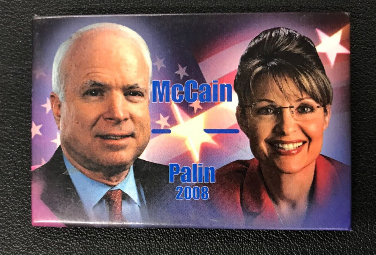 2008 Presidential Campaign John McCain & Sarah Palin 3″ Rectangle Button