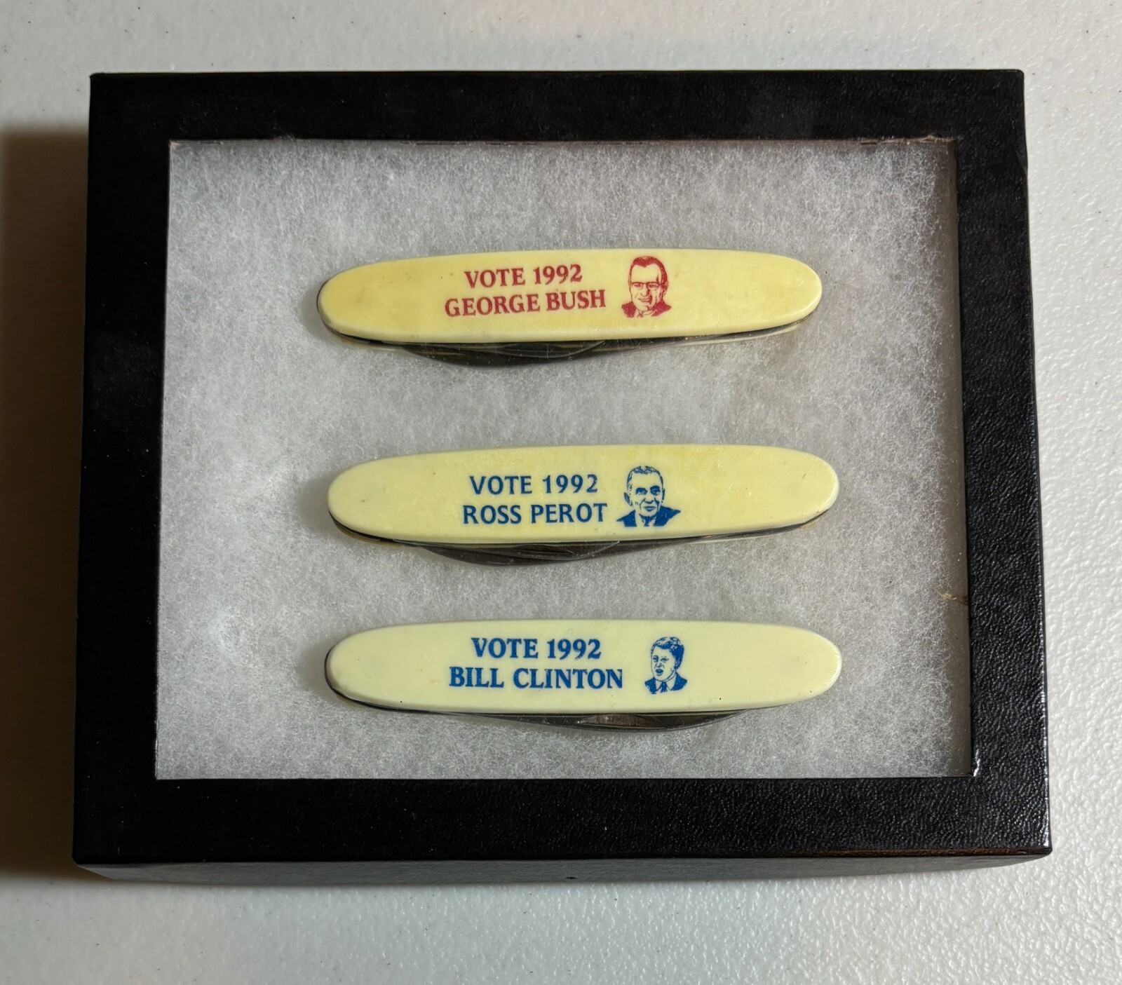 3 piece pocket knife set 1992 Election George Bush Ross Perot Bill Clinton