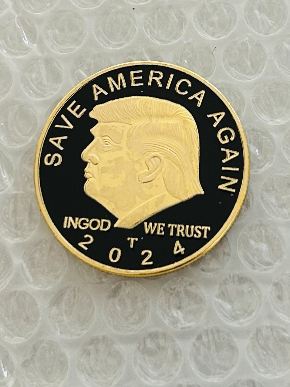 CHALLENGE COIN (2) SAVE AMERICA TRUMP GOLD 2024 REPUBLICAN MAGA BLUE & BLACK