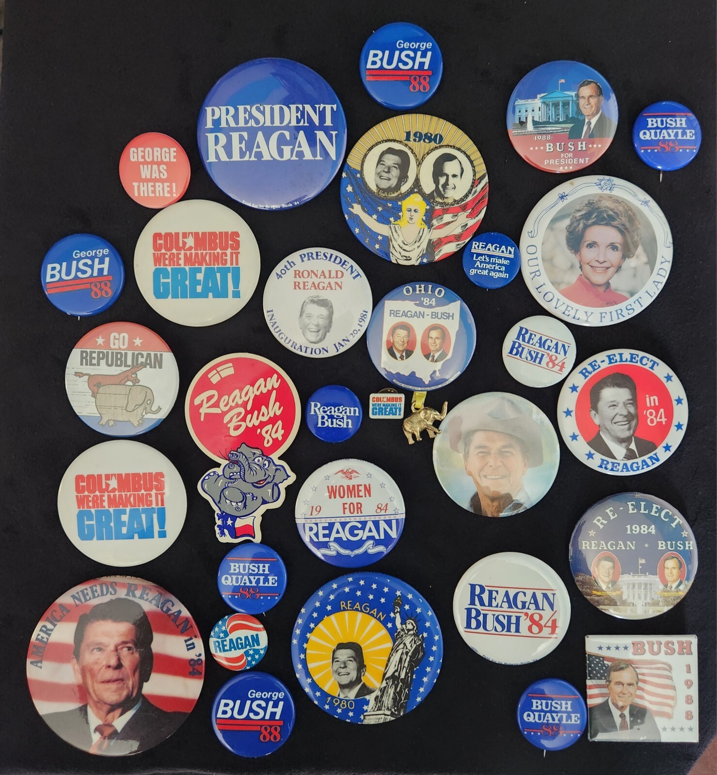 Lot 31 Ronald Reagan Nancy George Bush ’80 ’84 ’88 Pres. Political Pins Buttons