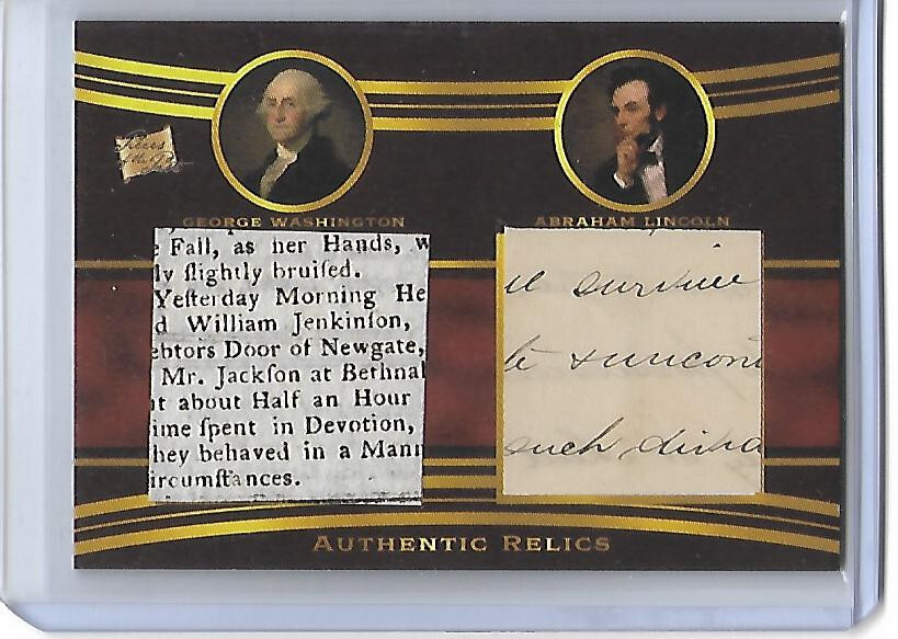 George Washington Abraham Lincoln 2022 Piece Of Past Dual PRESIDENT Writing Auto