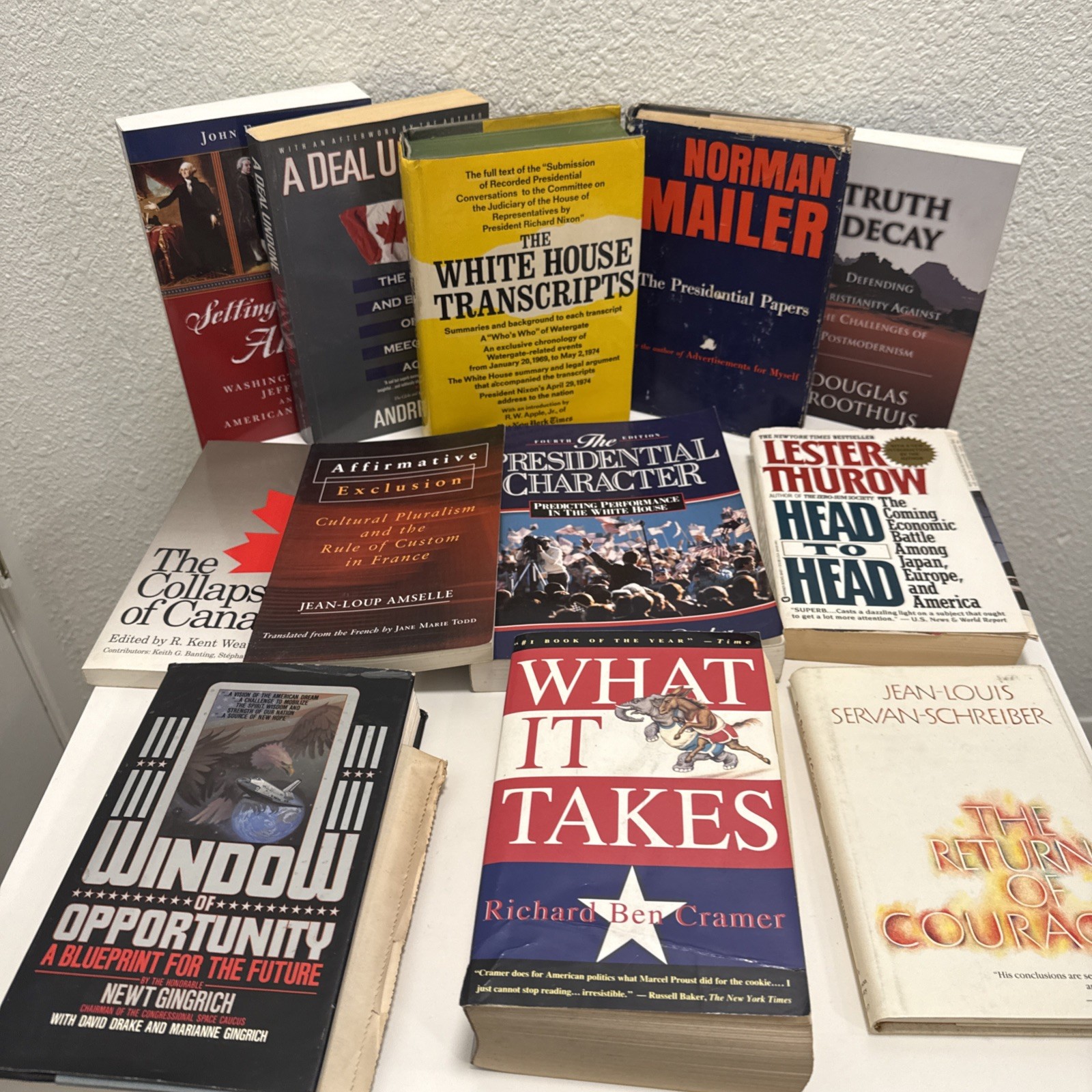 12 Political Book Lot Mailer Gingrich Cramer Thurow Barber History Economics