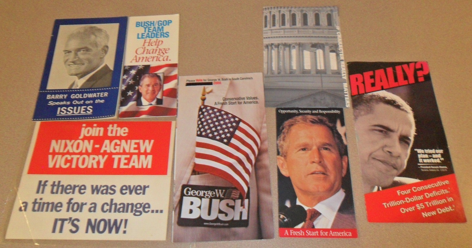 7 REPUBLICAN PARTY Campaign Brochures 1964 – 2012 Goldwater, Nixon, Bush, Romney