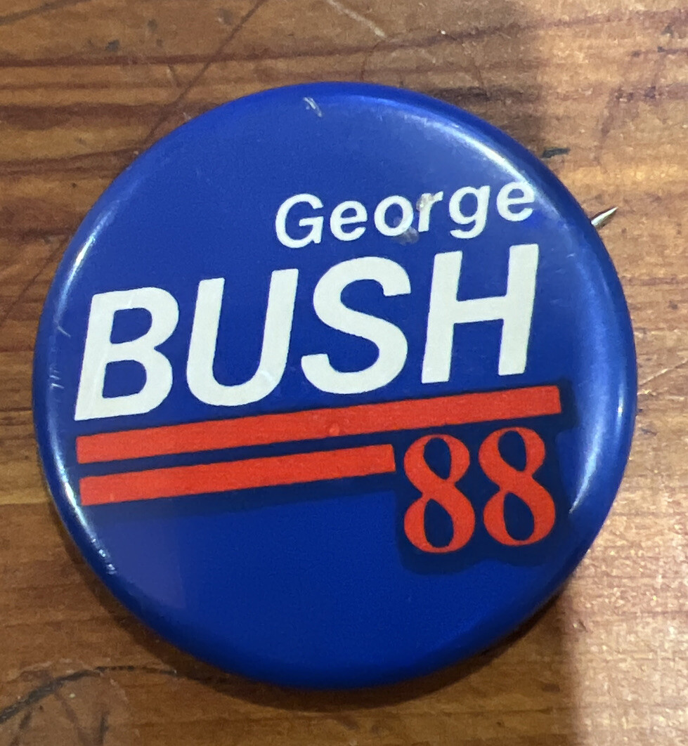 George Bush 1988 Campaign Pin Pinback Button 1.25″, rare GOP primary
