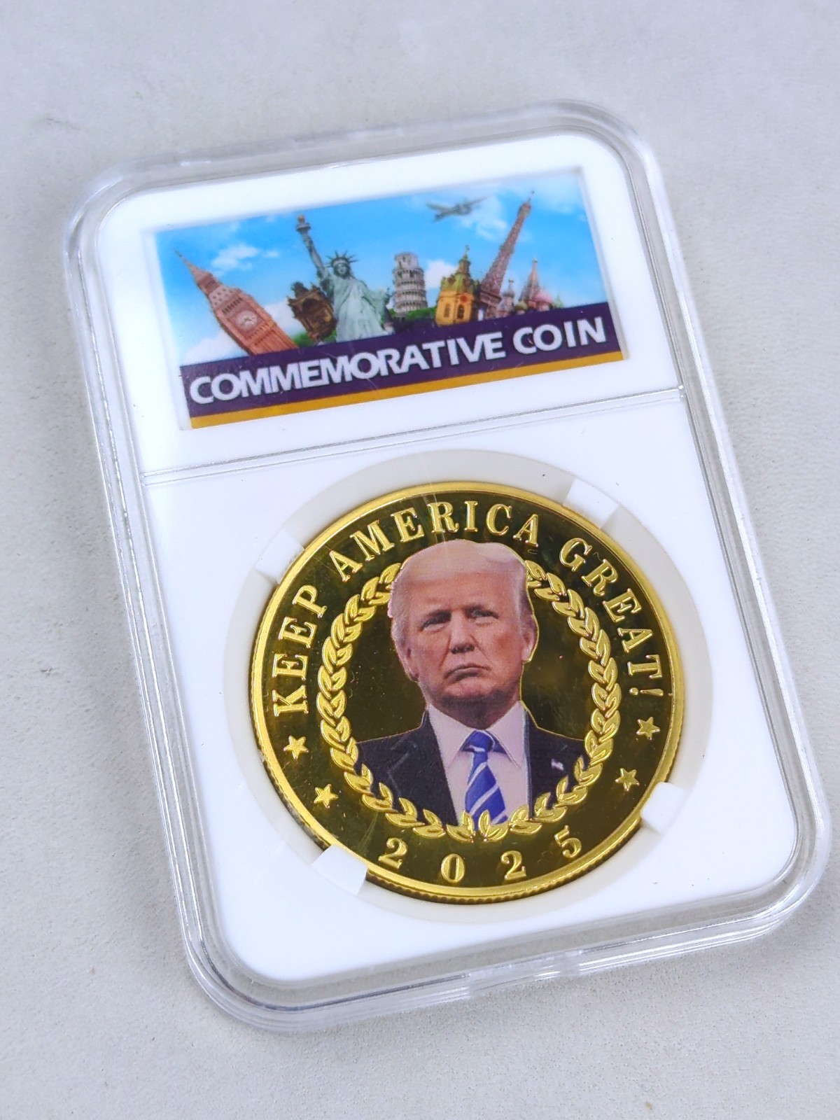 DONALD TRUMP GOLD Commemorative Coin in Slab, KEEP AMERICA GREAT 2025, TREASURE