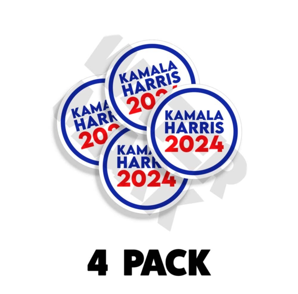 Kamala HARRIS 2024 CAMPAIGN BUMPER STICKER Circle 4 PACK 3 INCH