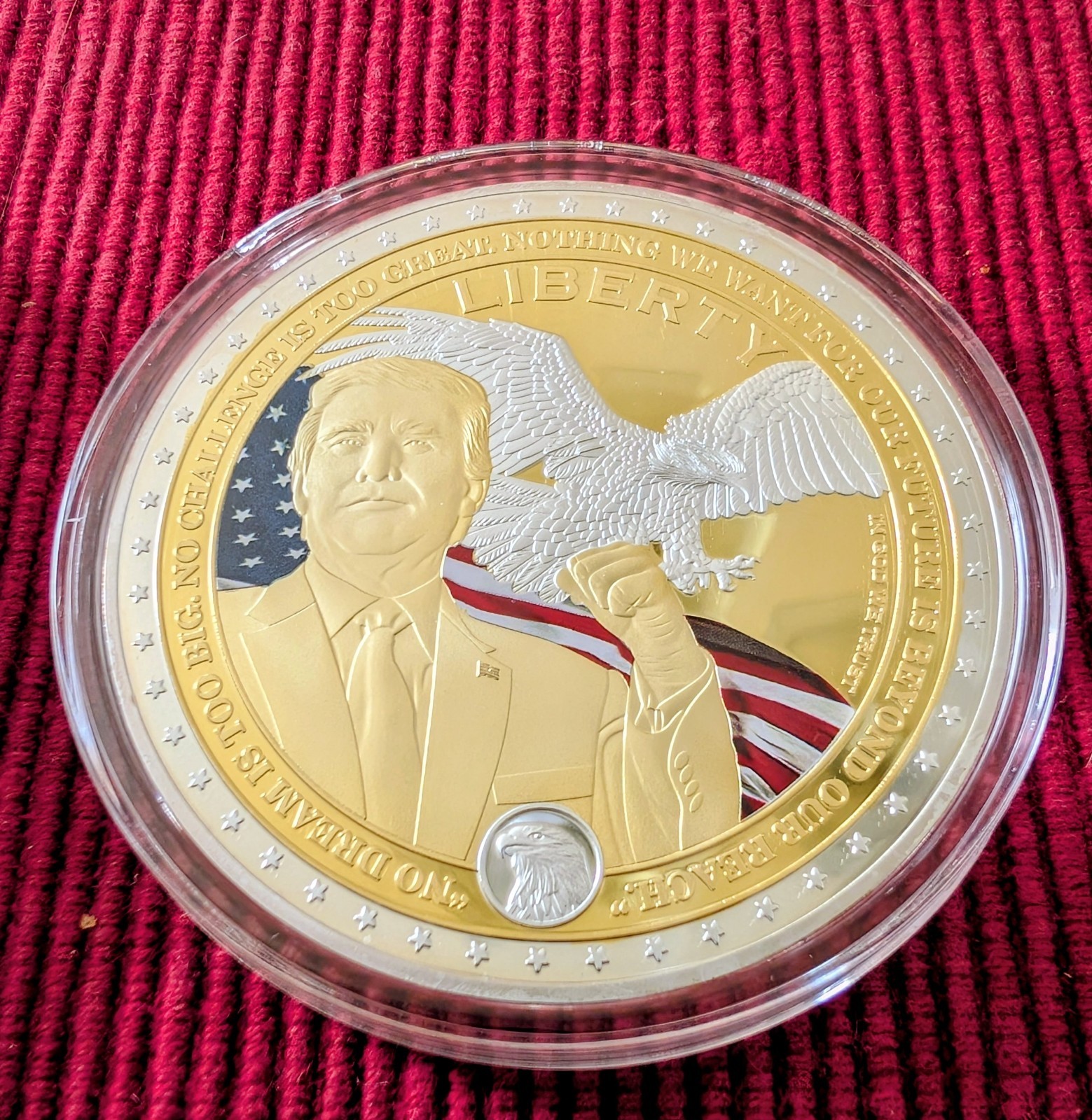 10 Gold/Silver Plated Donald Trump Coins in Protective Holders. MAGA.