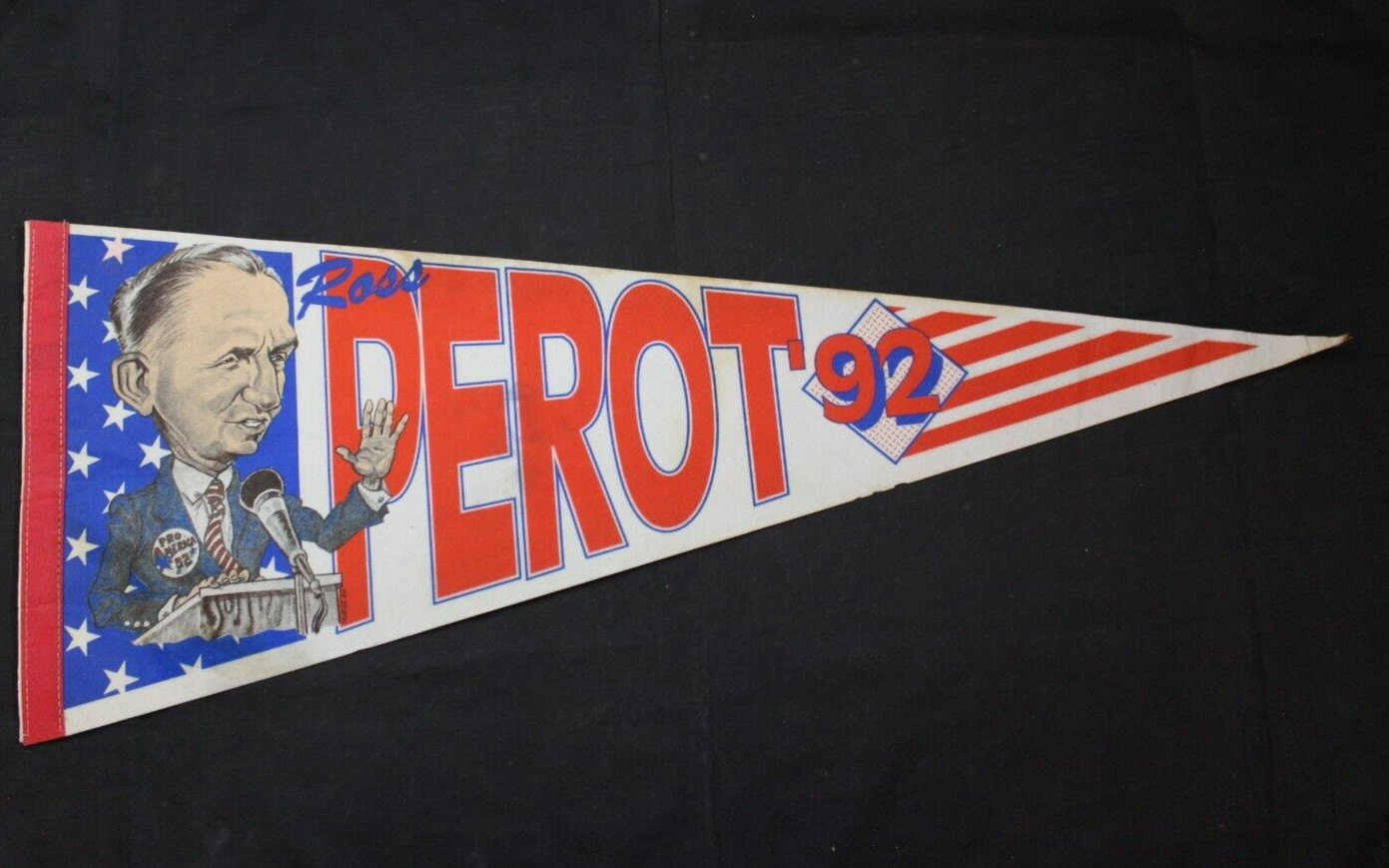 VINTAGE 1992 ROSS PEROT PRESIDENTIAL CAMPAIGN FULL SIZE FELT PENNANT