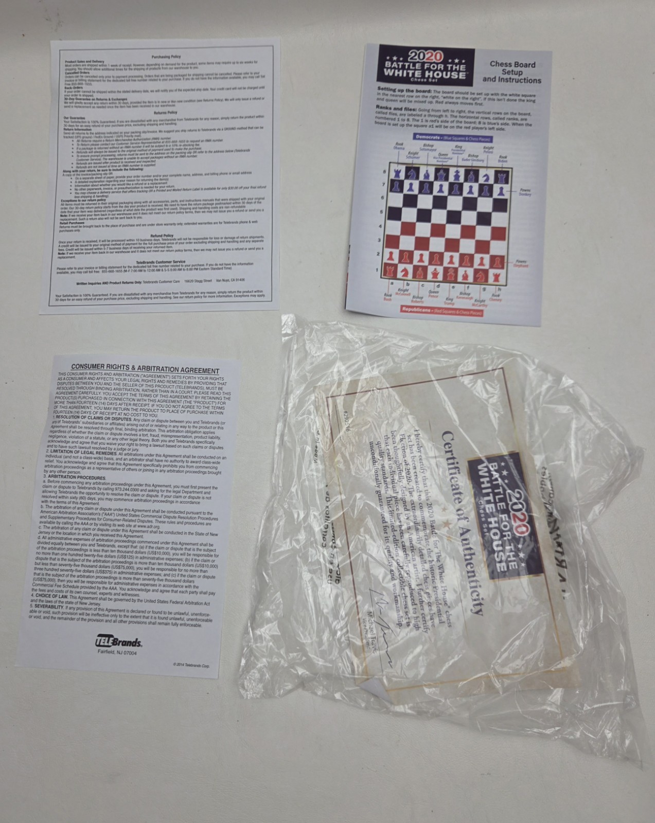 BulbHead 2020 Battle for the White House Chess Set w/ COA Trump Pence No Dem