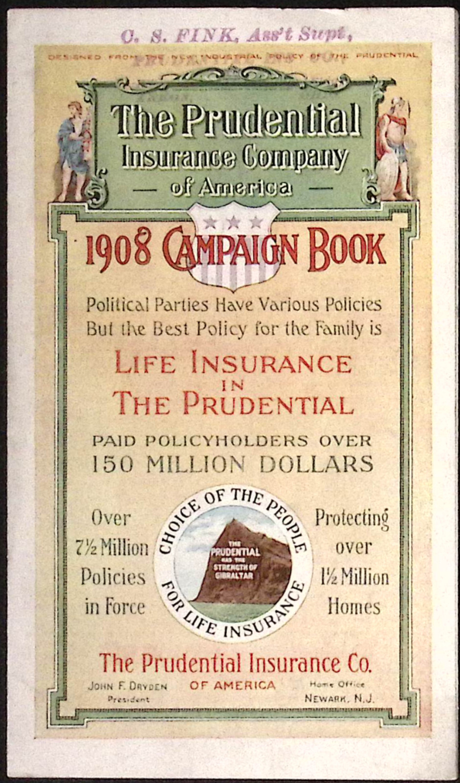 1908 The Prudential Insurance Co Campaign Book Presidential Campaign Info