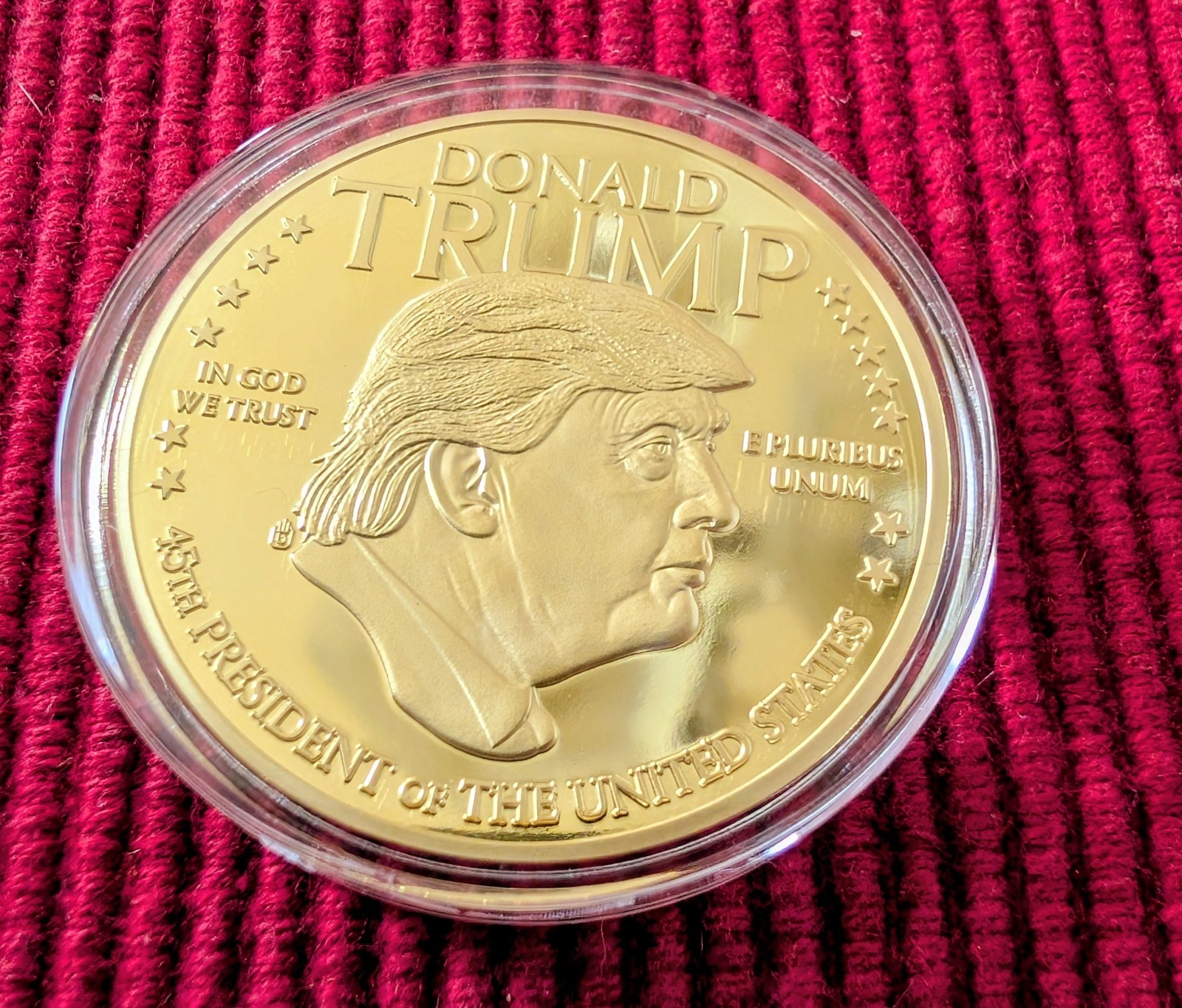 10 Gold/Silver Plated Donald Trump Coins in Protective Holders. MAGA.