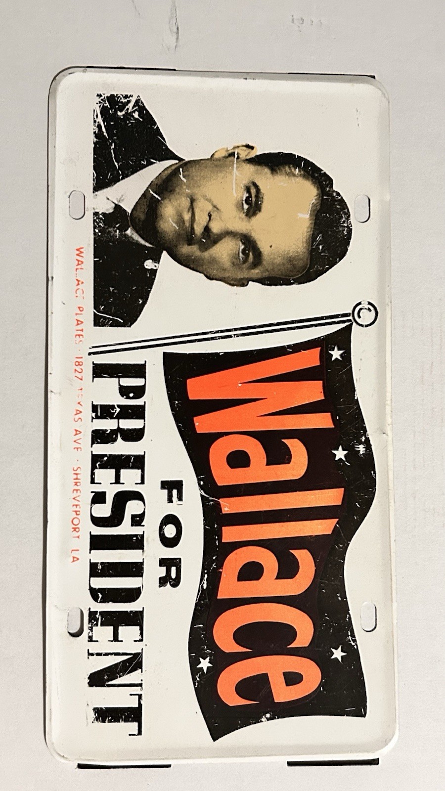 Extremely Rare Vintage 60’s George Wallace For President Metal License Plate