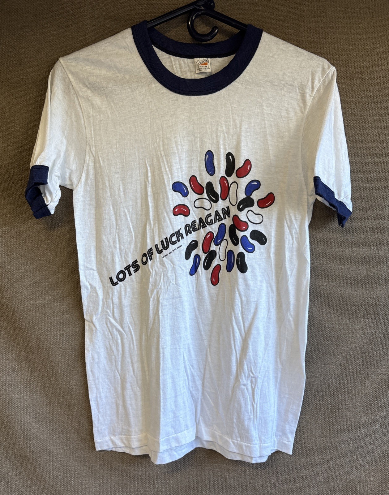 Rare 1980 Ronald Reagan Presidential T-Shirt Size Small 34-36 Bulls Eye Design