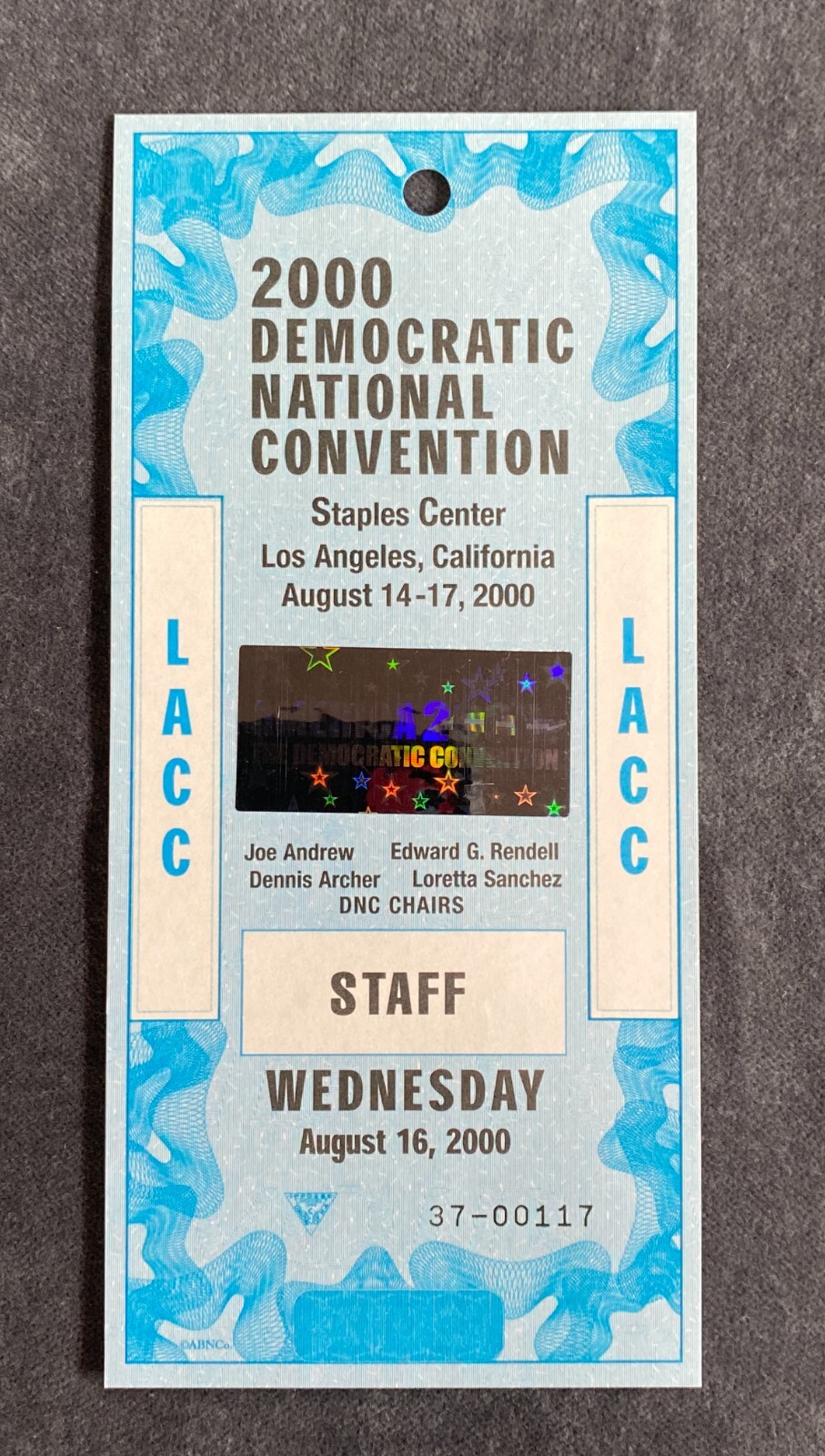 2000 Democratic National Convention Staff Badge LACC