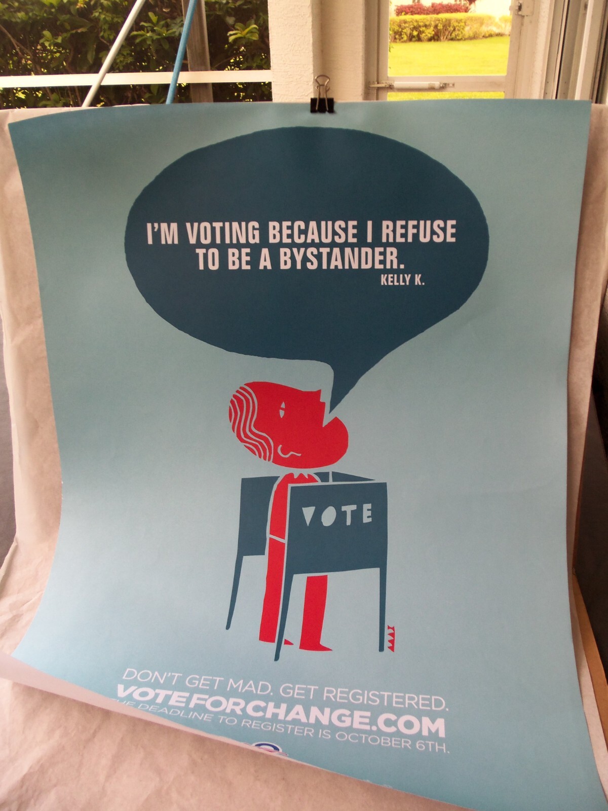 Obama 2008 Political Campaign Poster! I VOTE BECAUSE I REFUSE TO BE A BYSTANDER