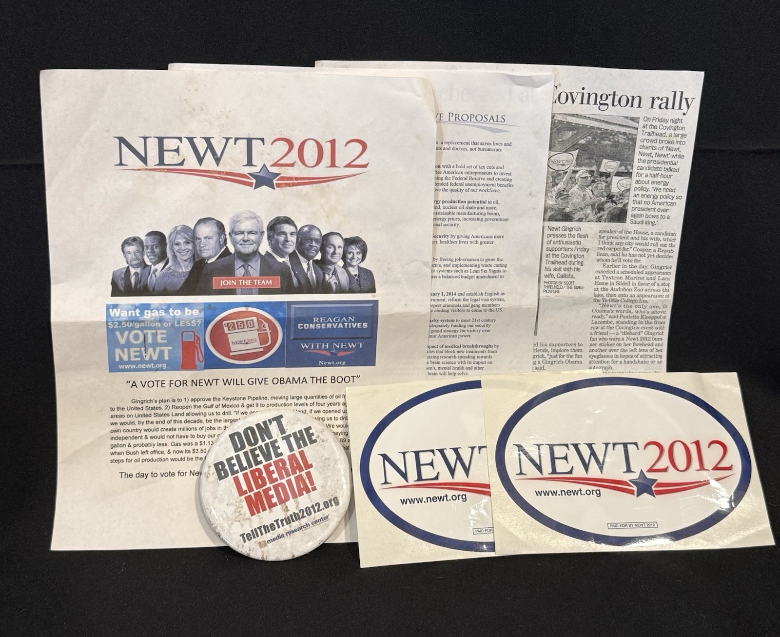 Newt Gingrich Official 2012 President Campaign Bumper Stickers Button Flyers