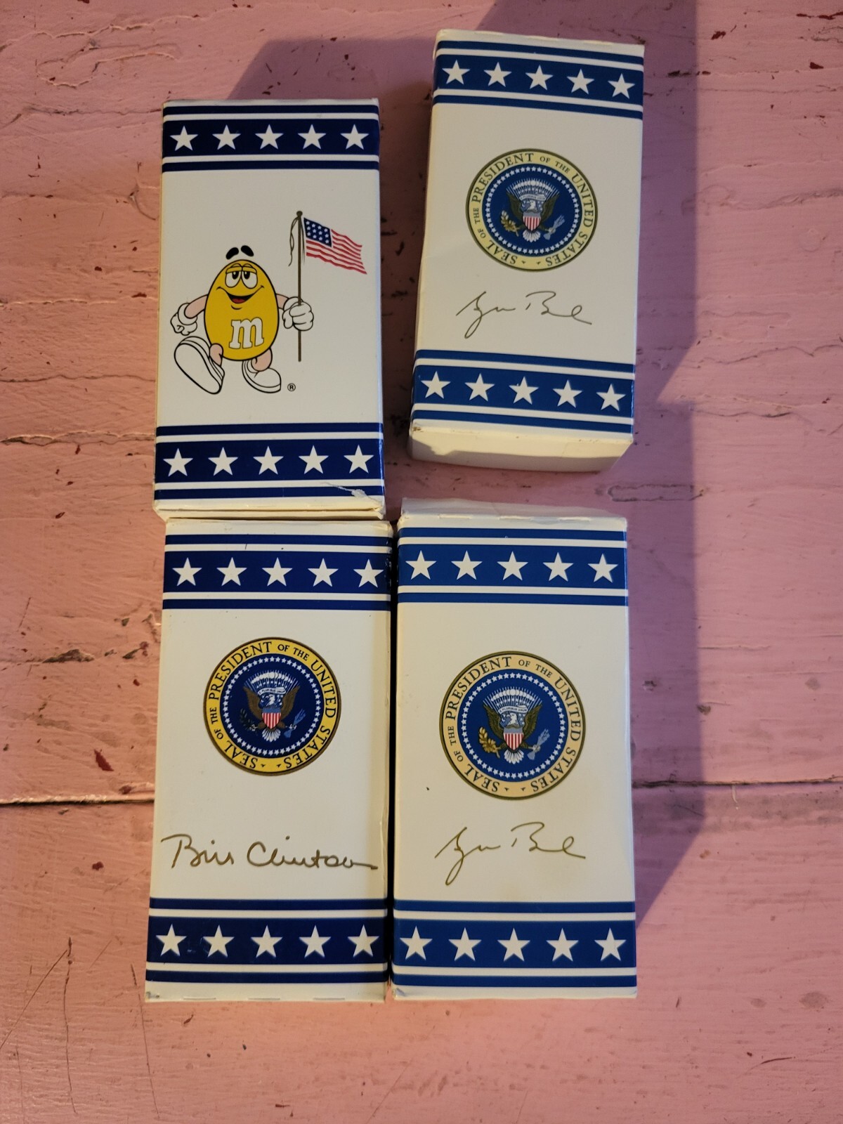 Lot of Empty Bill Clinton President Presidential M&Ms candy 4 pieces promo set