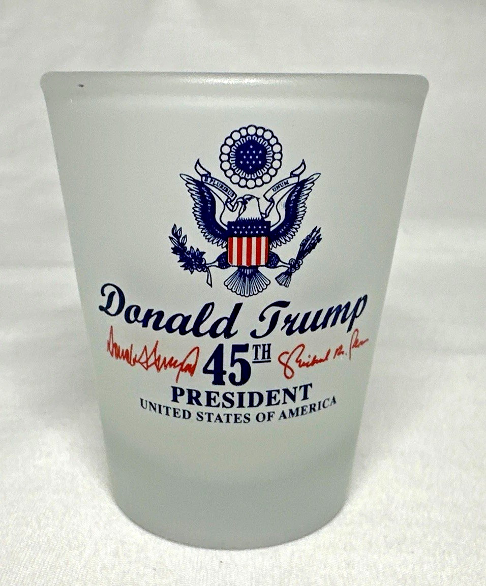 Donald Trump 45th President Frosted Shot Glass USA MAGA