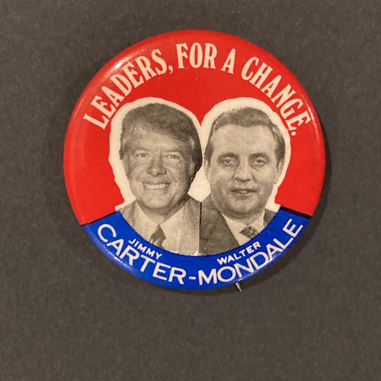 Jimmy Carter Walter Mondale “Leaders for a Change” 1976 Pin Button