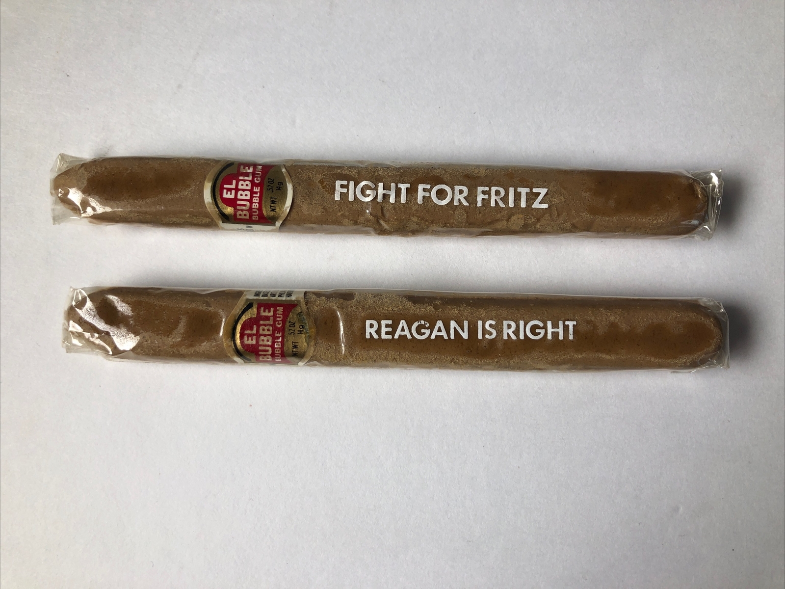 1980s Vintage Ronald “REAGAN IS RIGHT” & “Fight For Fritz” El Bubble Gum Cigars