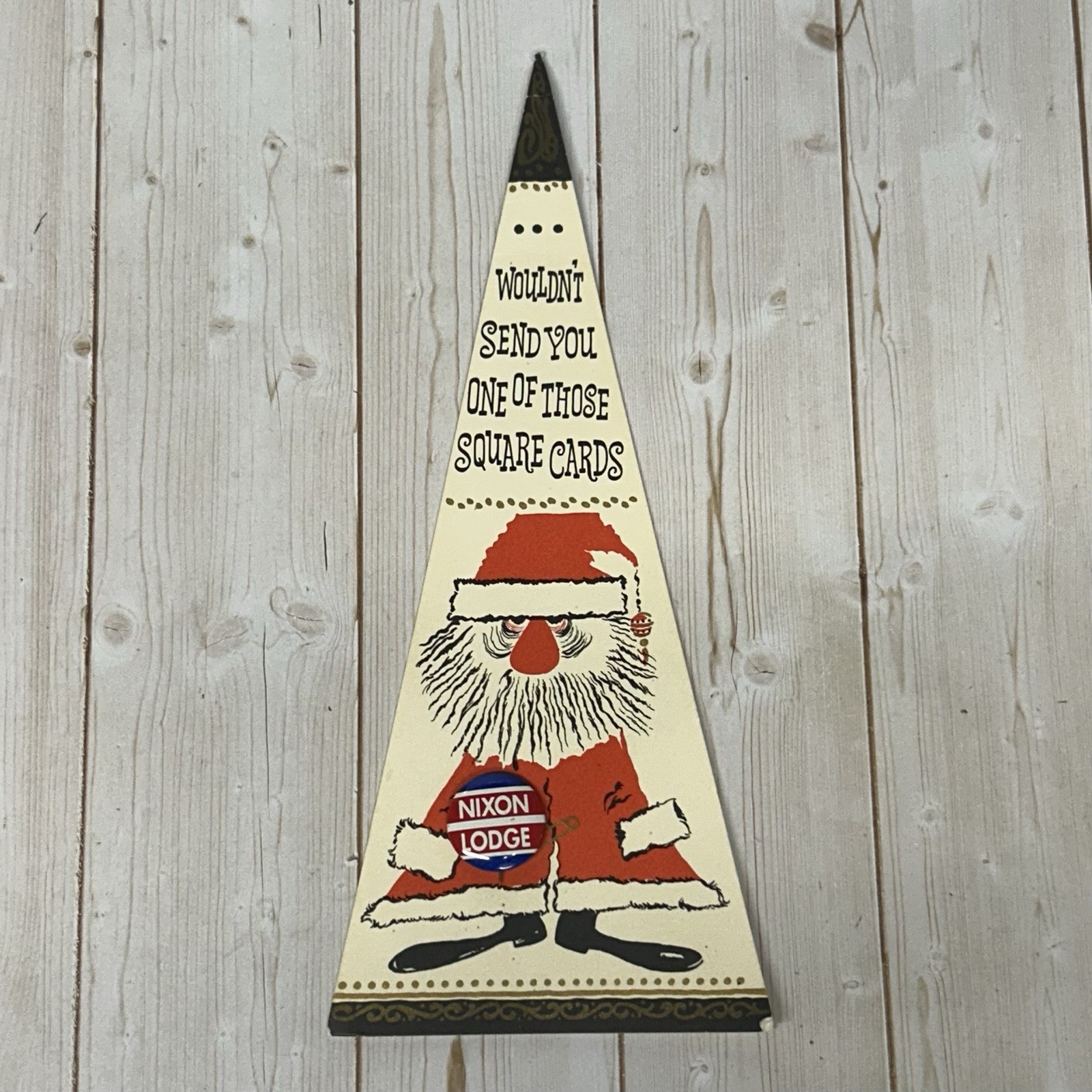Christmas Card Santa Nixon Lodge Campaign Button Pin Political 1960’s