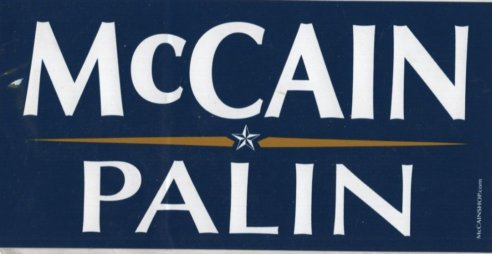 John McCain Sarah Palin Zip Strips 2008 Vinyl Bumper Sticker new