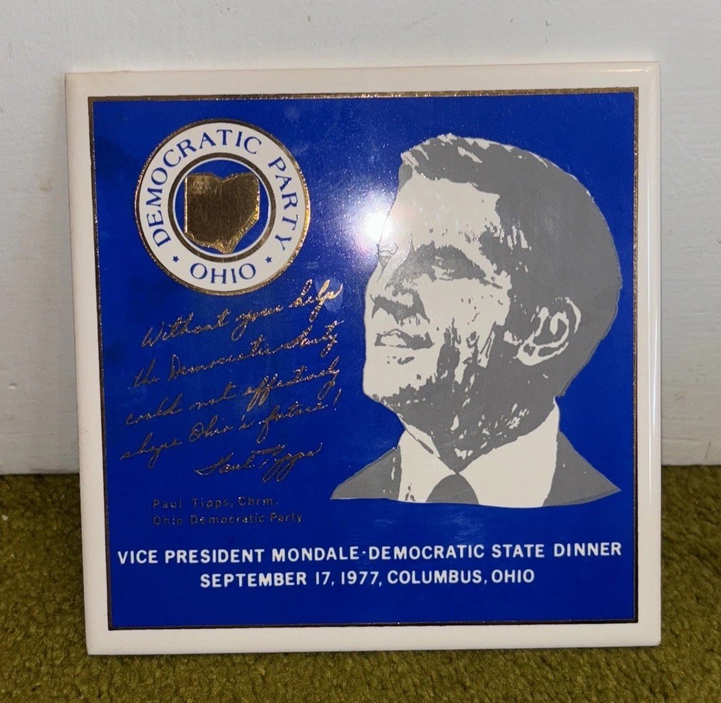1977 Vice President Mondale State Dinner Democratic Party Of Ohio Tile