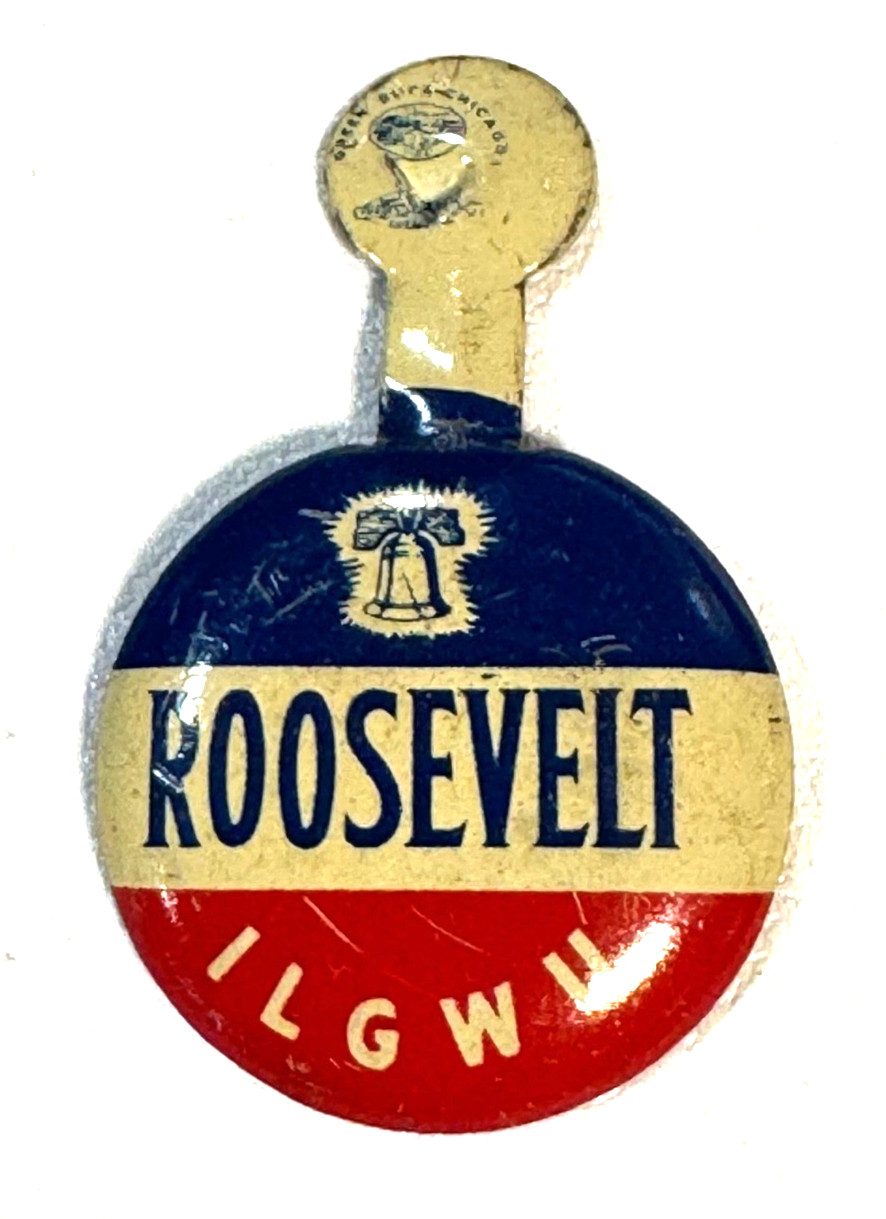 Roosevelt Campaign Pin Foldback Union Liberty Bell Vintage Original Rare