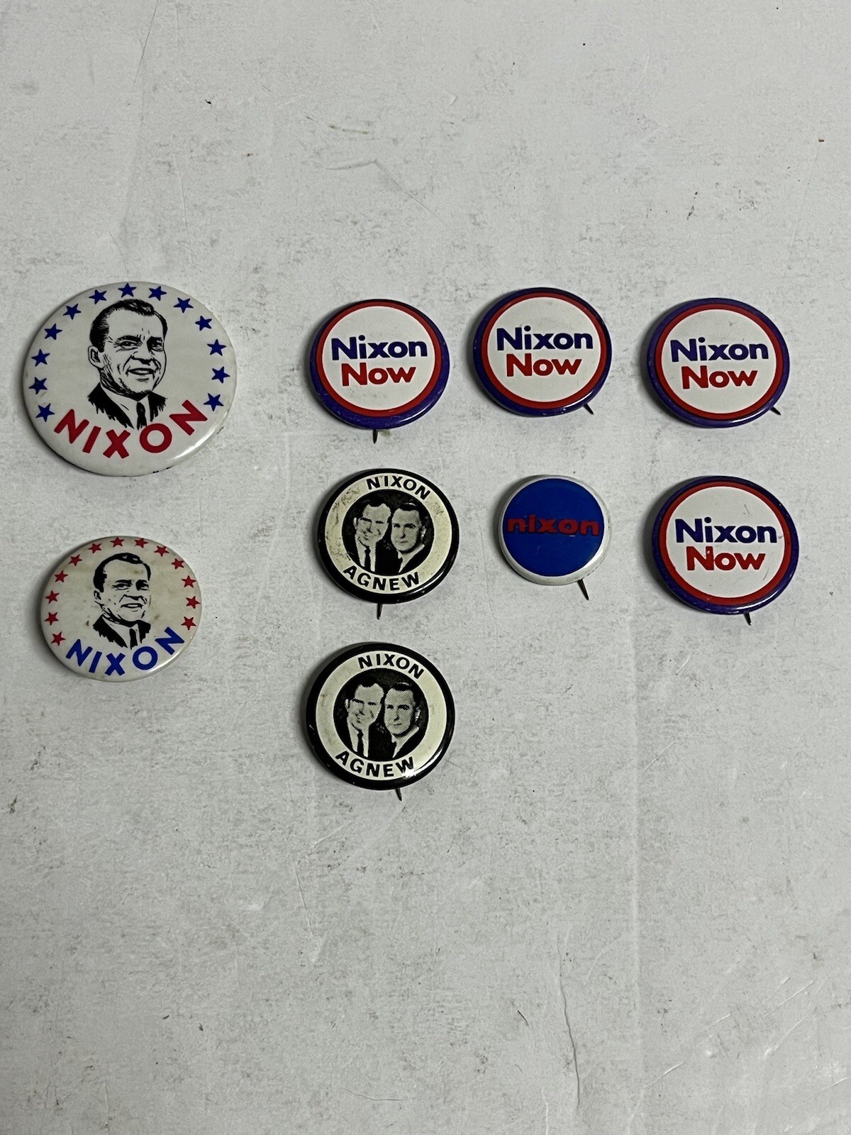 VINTAGE Lot of 9 Nixon Presidential Campaign Election Pinback Round Button