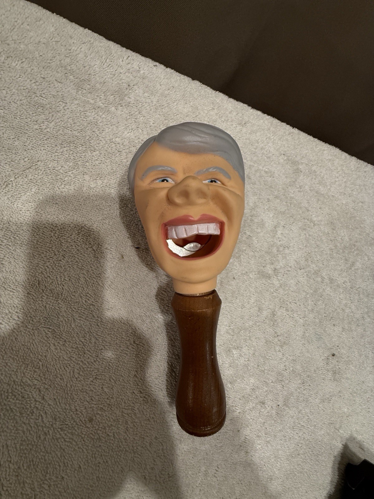 Vtg 1976 Bottle Opener President Jimmy Carter Head 7” Made In Japan Wood Rubber