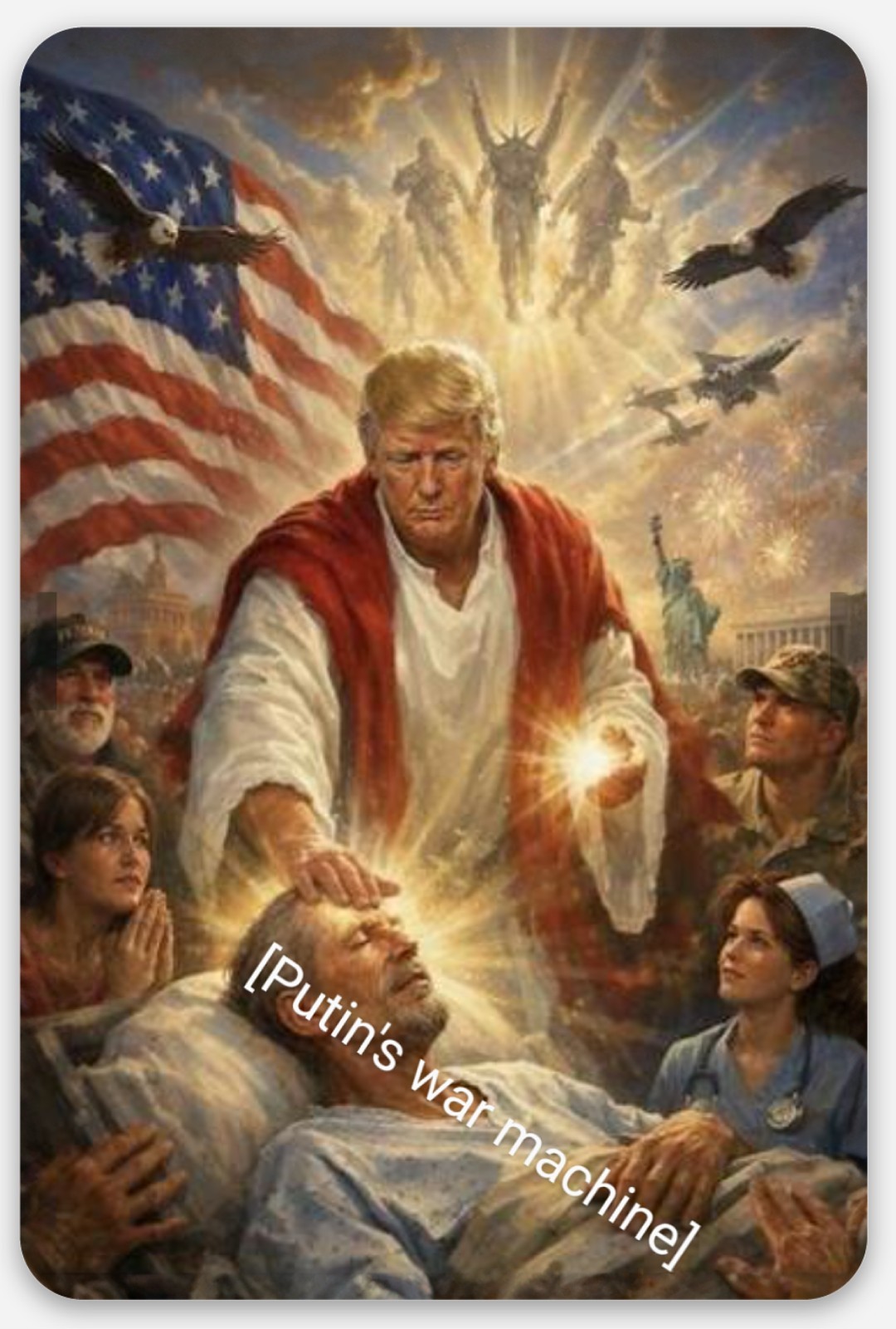 Trump Miracle sticker Jesus healing Russian economy pro Ukraine 2″ X 3″