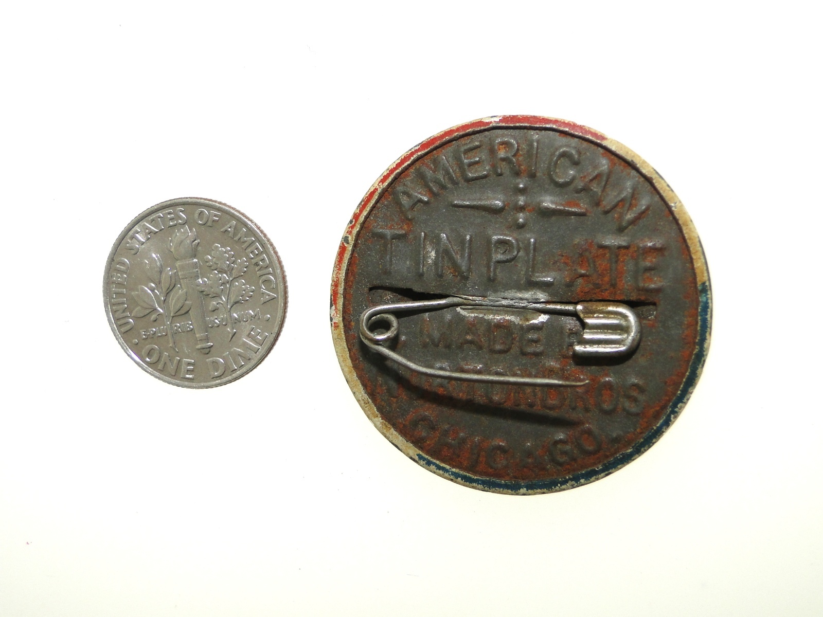 RARE 1892 HARRISON & PROTECTION LITHO TIN PINBACK – ORIGINAL!
