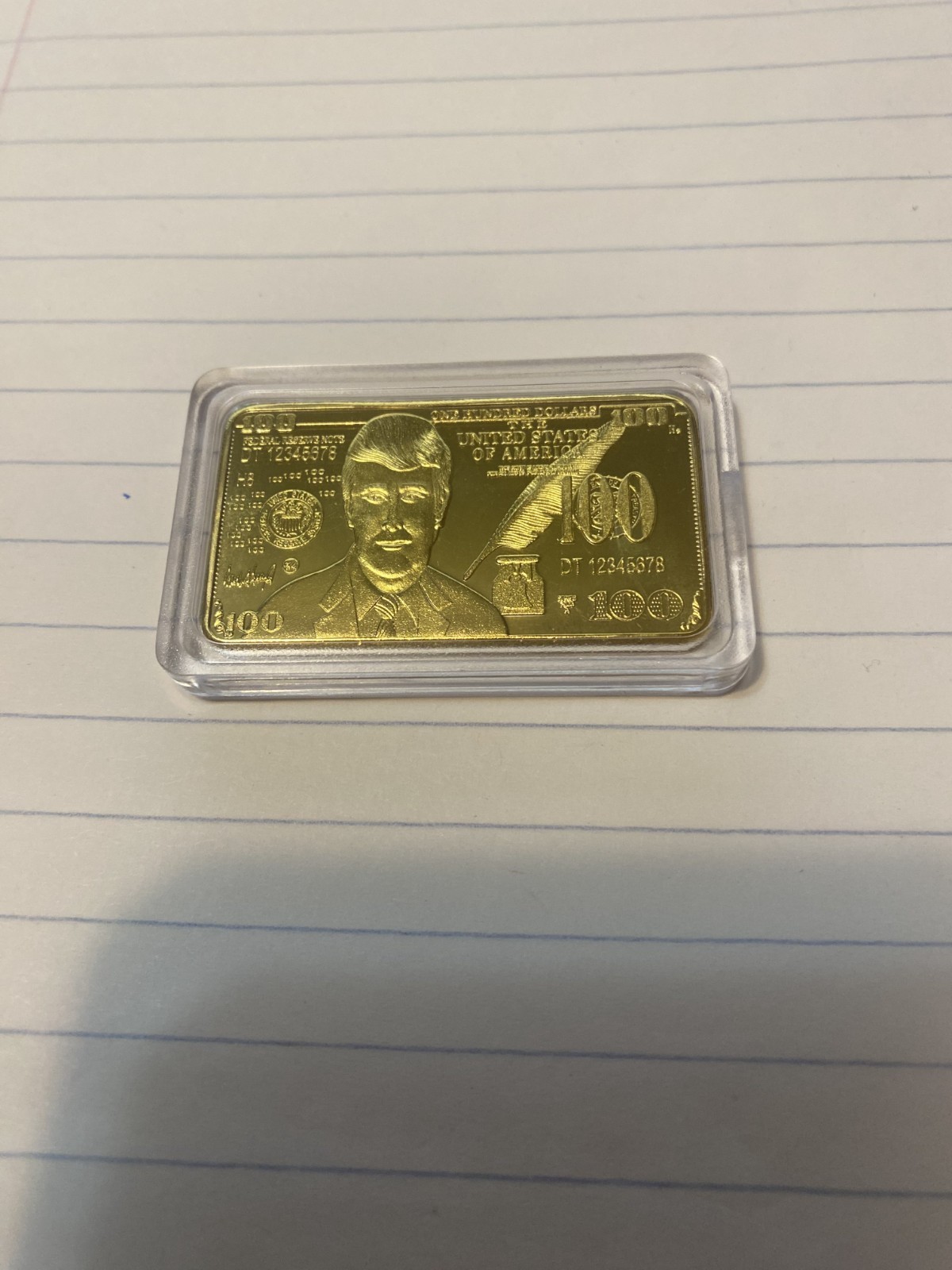 LOT of 3 DONALD TRUMP 24K GOLD PLATED $100 BAR COLLECTABLE – w/ PROTECTIVE CASE