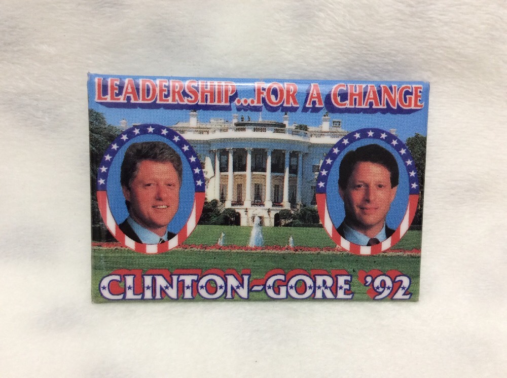1992 Bill Clinton Al Gore “Leadership For A Change” Pinback Button