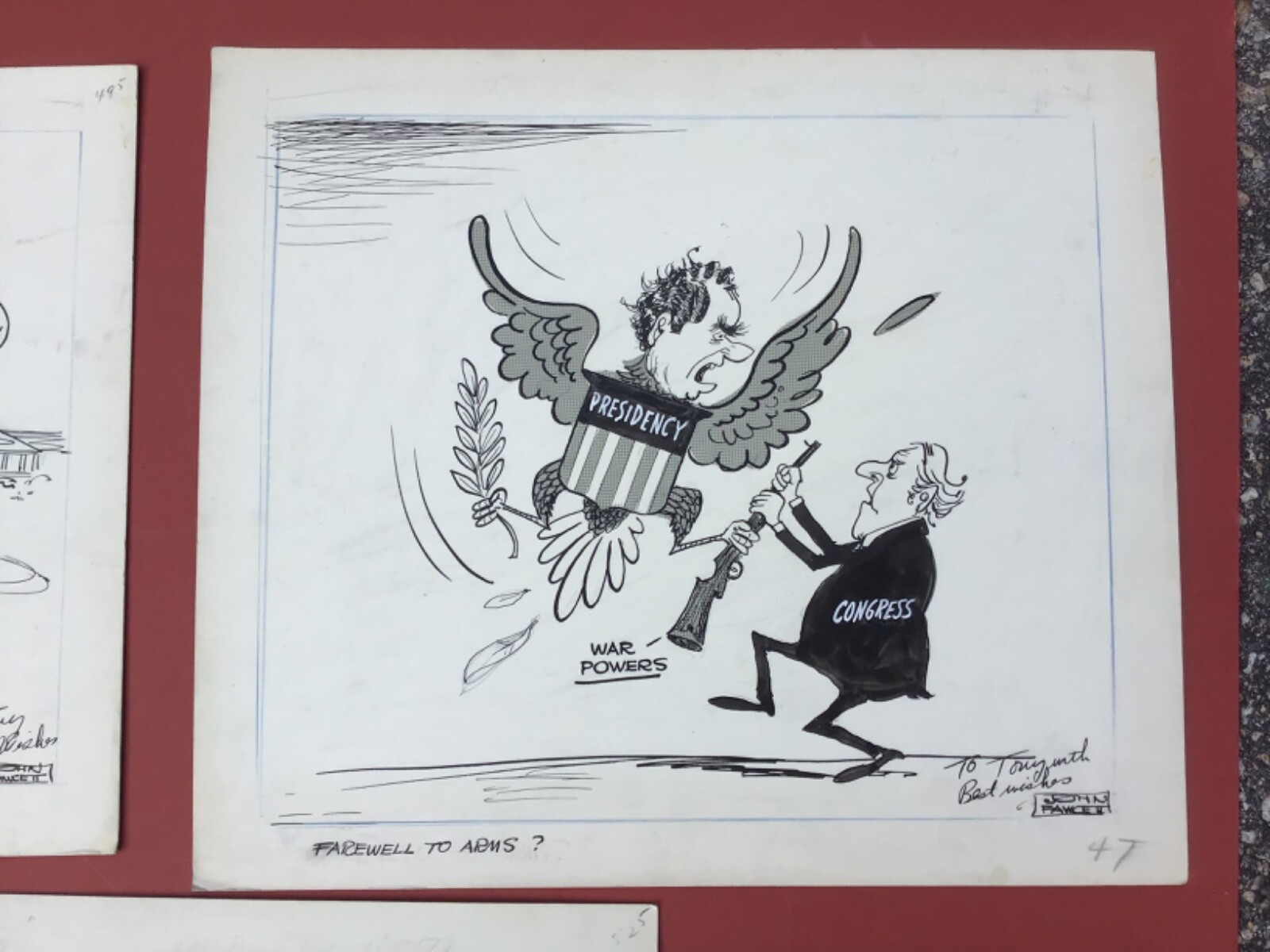 3 John Fawcett Political Pen & Inks Political Cartoons Nixon & Agnew