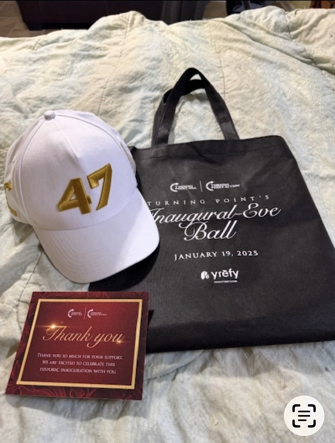 Charlie Kirk *Black Label* White Hat Cap Gold 47 Turning Point USA Trump TPUSA