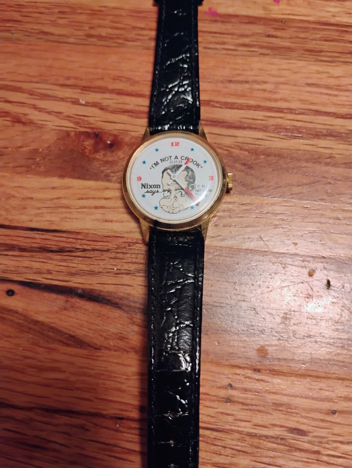 Richard Nixon ‘I’m Not a Crook’ & Spiro Agnew Political Watches Leather Steel