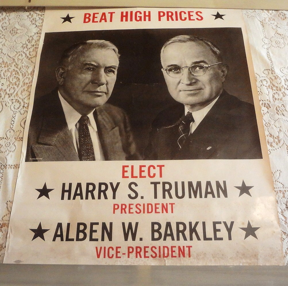 📌 1948 ORIGINAL HISTORICAL MUSEUM FIND – TRUMAN for PRESIDENT CAMPAIGN POSTER