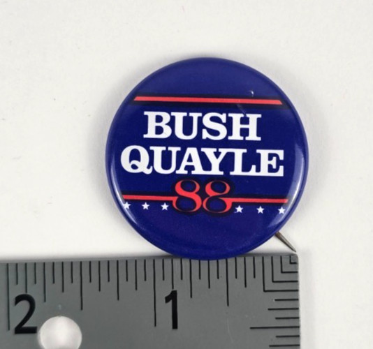 Vintage 1988 George Bush Dan Quayle Pin Button Pinback Victory 88 Oregon Blue