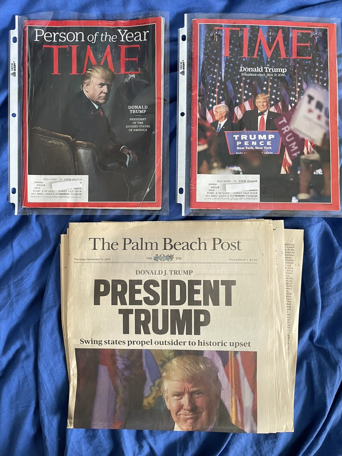 Donald Trump 2016 Election Time Magazine Lot Of 3 Person Of The Year RARE INSERT
