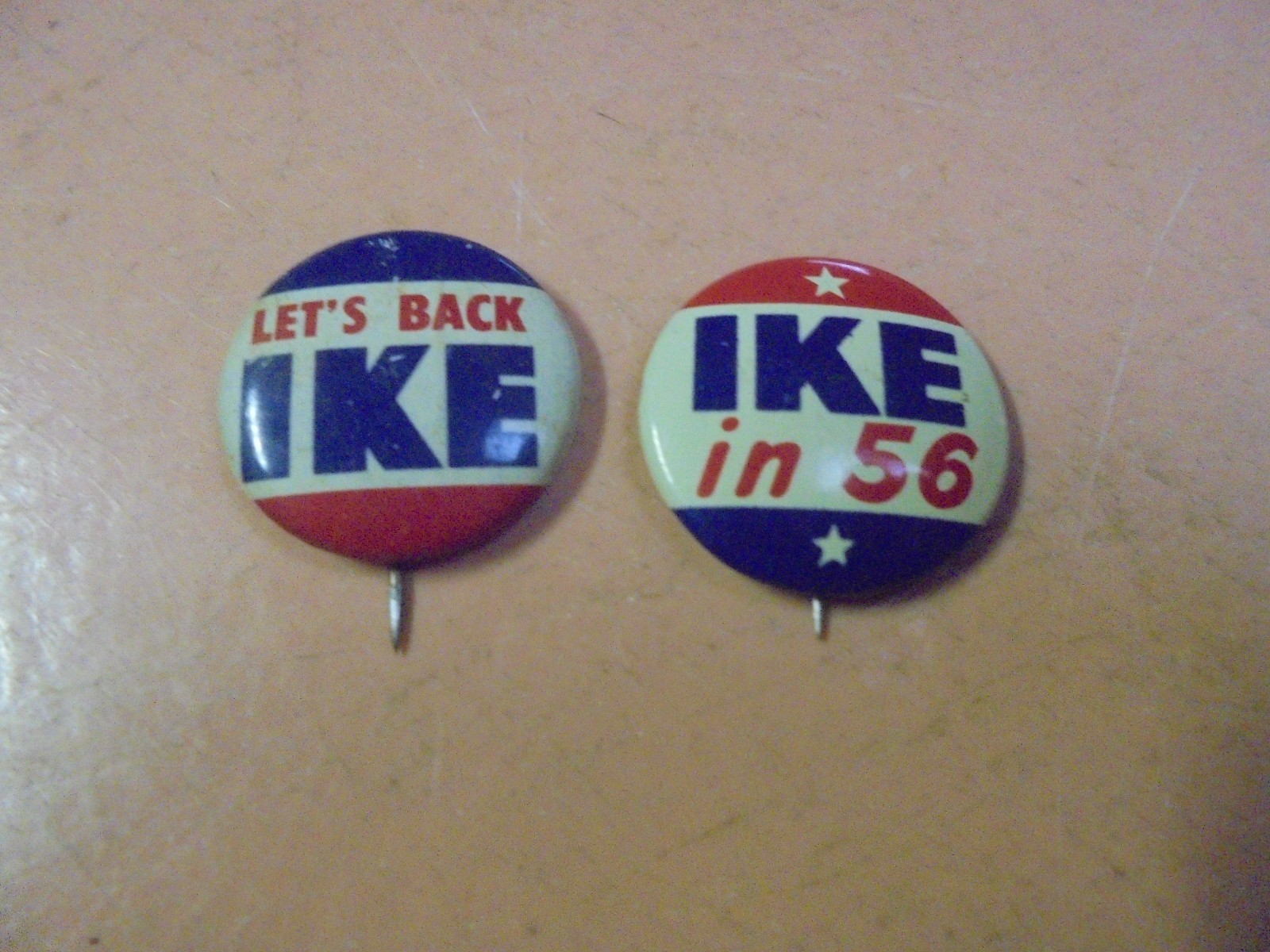 Vintage Pair of Ike pinback buttons 1956