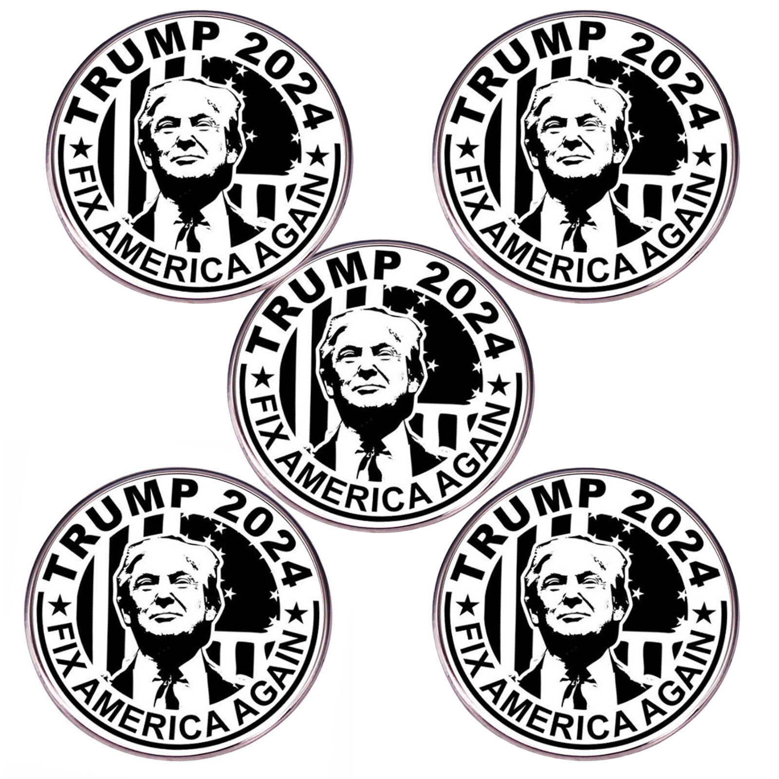 Donald Trump 2024 Buttons Badges Campaign President Pins – 5 Pcs Set