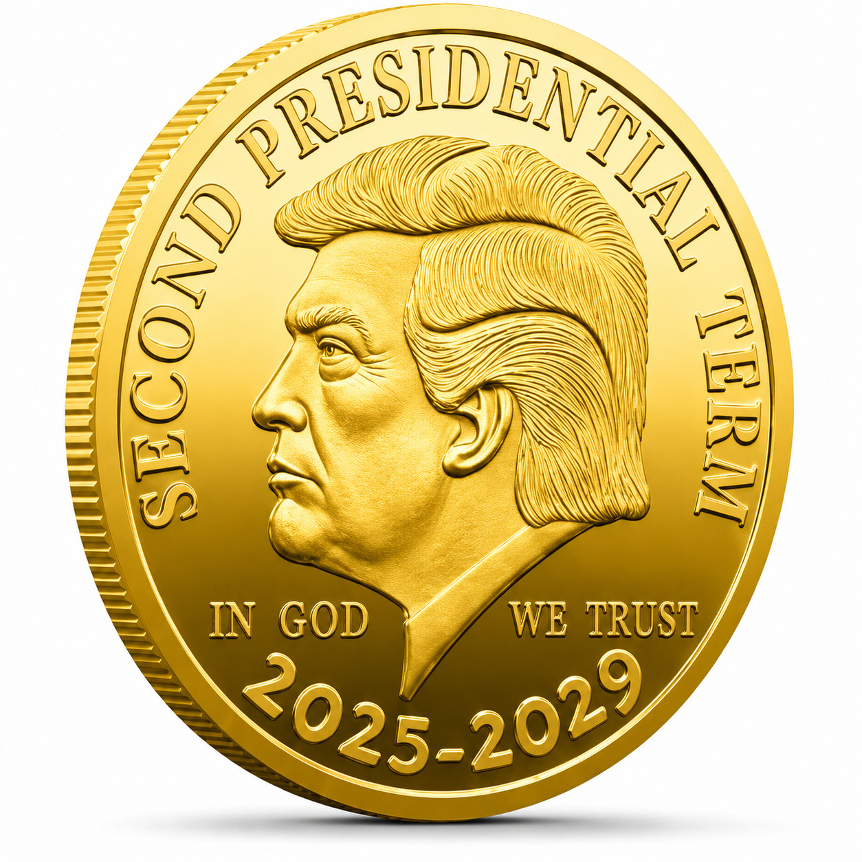 Donald Trump Second Term 2025-2029 Commemorative Coin, Electro Gold Plated Coin