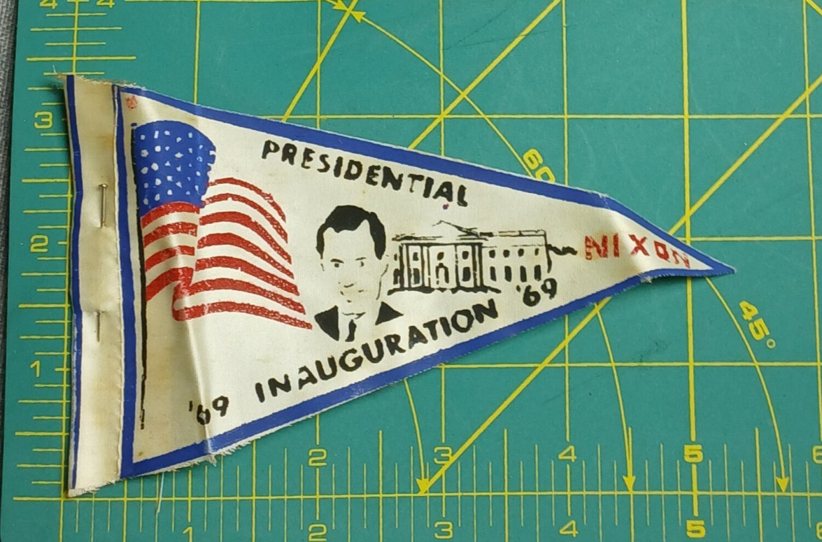Richard Nixon 1969 Inauguration Pennant Vintage Banner “’69 Nixon” – Used