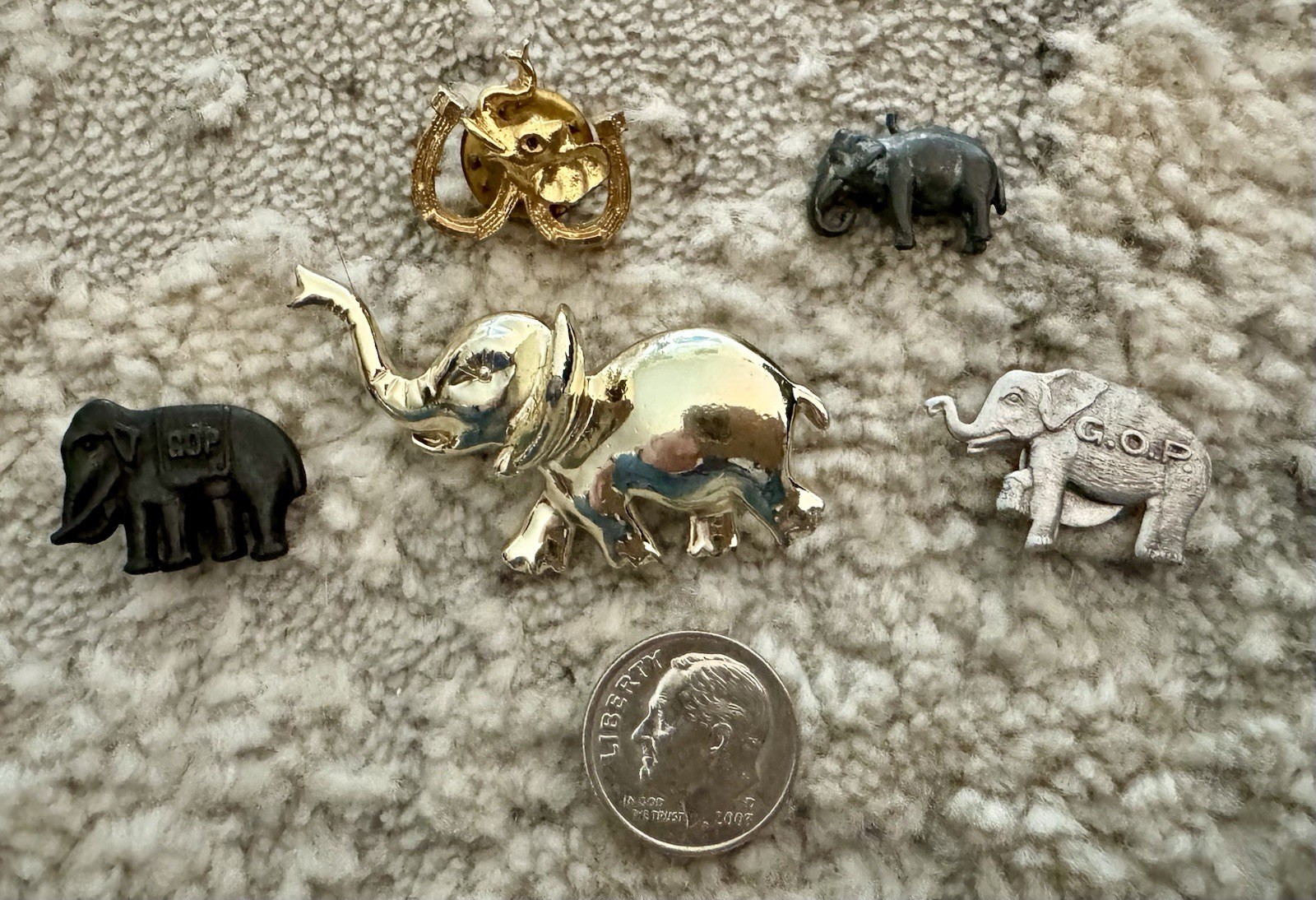 GOP Republican Campaign Elephant Pin Brooch Vintage Political LOT